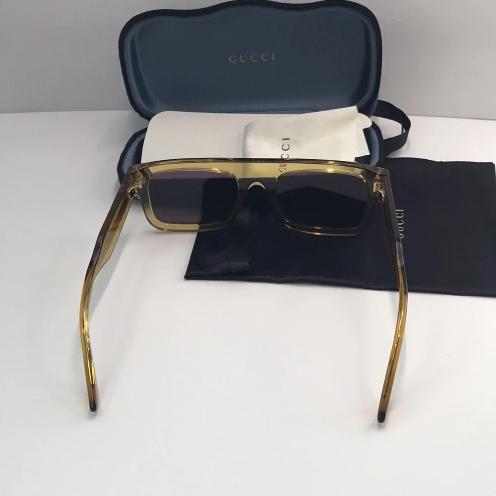 New - GUCCI EYEWEAR GG1085S SUNGLASSES Yellow & Grey